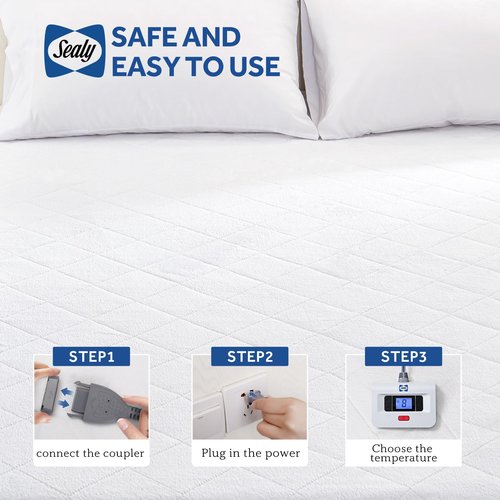 Sealy Heated Mattress Pad Full Size with Plush Top, Coral Fleece Electric Bed Warmer Single Controller, 10 Heat Settings & Auto Off 1-12 Hours, Fit Up to 15" Deep Pocket, Machine Washable 54"x75"