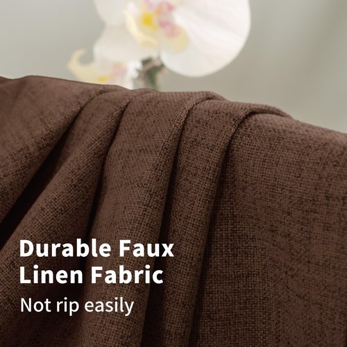 YoungsTex Dark Brown Linen Blackout Curtains 84 Inches Long for Bedroom, Chocolate Thermal Insulated Drapes with Grommet Full Room Darkening Privacy for Living Room, 2 Panels, 52 X 84 Inch