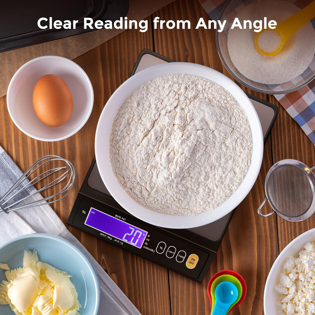 Bonvoisin Baking Scale 0.1 Gram Accuracy Digital Scale for Kitchen, Candle, Soap and Sourdough Bread Making, with Percentage Weighing Function, Weigh in Grams, Pounds and Ounces (10 lb)
