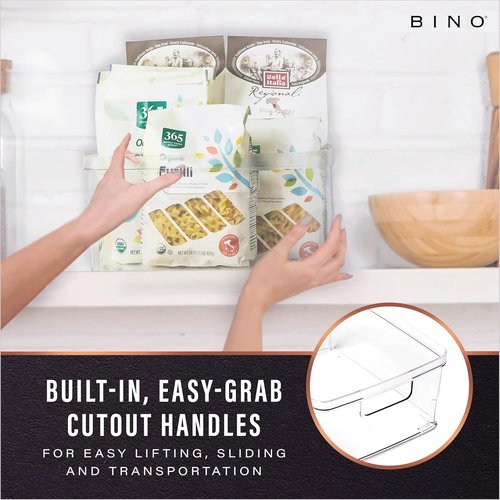 BINO Large Plastic Bins - 2 Pack | BPA-Free Clear Storage Containers for Fridge & Pantry Organization