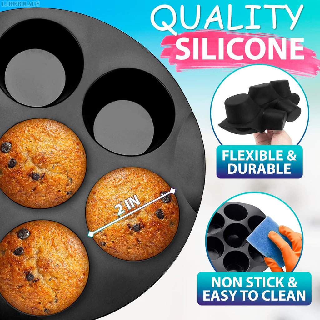 Skiennix Air Fryer Muffin Pan - 7-Cup Silicone Mold for Egg Bites | Heat Resistant & Nonstick