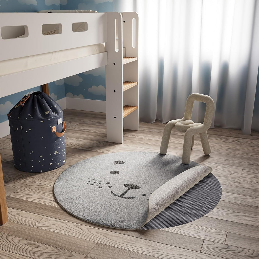 Veken Non-Slip Rug Pad Gripper - 4 Ft Thick Dark Grey Circle Mat for Hardwood & Tile Floors