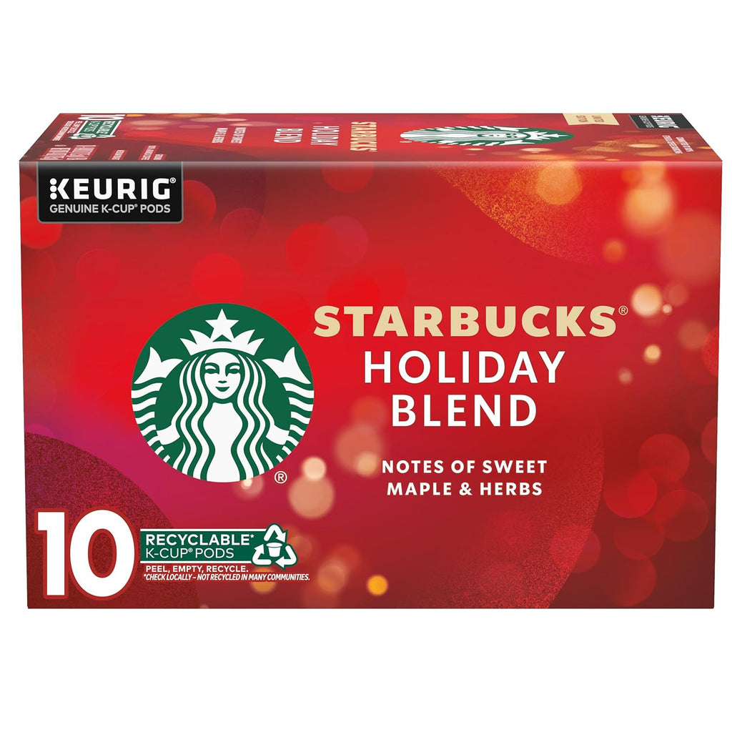 Starbucks K-Cup Coffee Pods - Medium Roast Holiday Blend | 100% Arabica, Limited Edition (10 Pods)