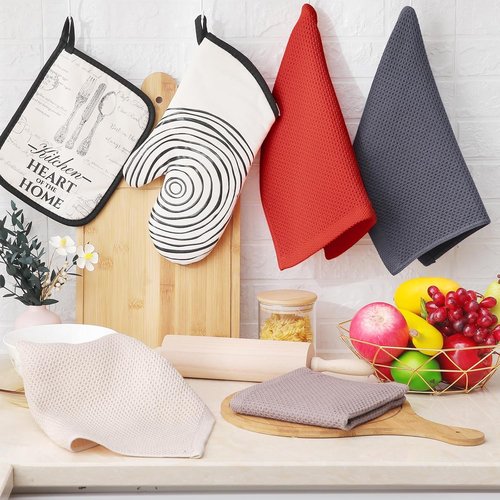 Homaxy Kitchen Dish Cloths - Ultra Soft 100% Cotton Waffle Weave | Quick Drying, 12-Pack, Multicolor, 12 x 12 Inches