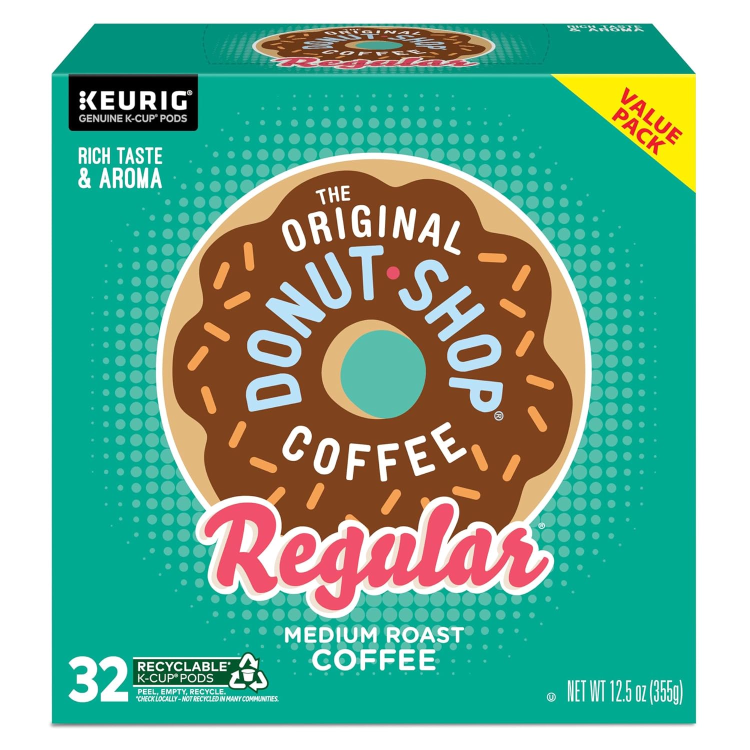 Original Donut Shop Medium Roast Coffee Pods - Regular Single-Serve Keurig K-Cup Pods | 32 Count