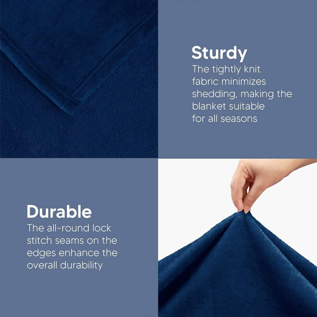 Utopia Bedding Fleece Blanket - Luxury Soft Navy Microfiber | Full Size 90x84 Inch, Anti-Static 300GSM
