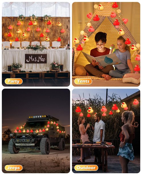 AceList Heart Rubber Ducks String Lights, 20 LED Love Rubber Duck Can Squeezable and Sound-Enabled, Valentine‘s Day Decor for Kids Room, Party, Proposal, Wedding, Nursery