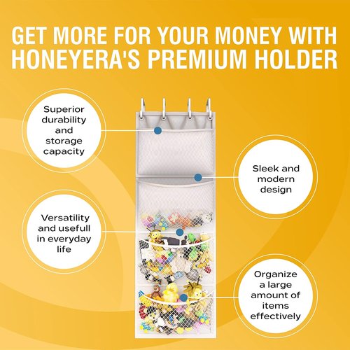 Honeyera Stuffed Animal Storage - Patented Over Door Organizer for Plush Toys | Large Hanging Net for Kids