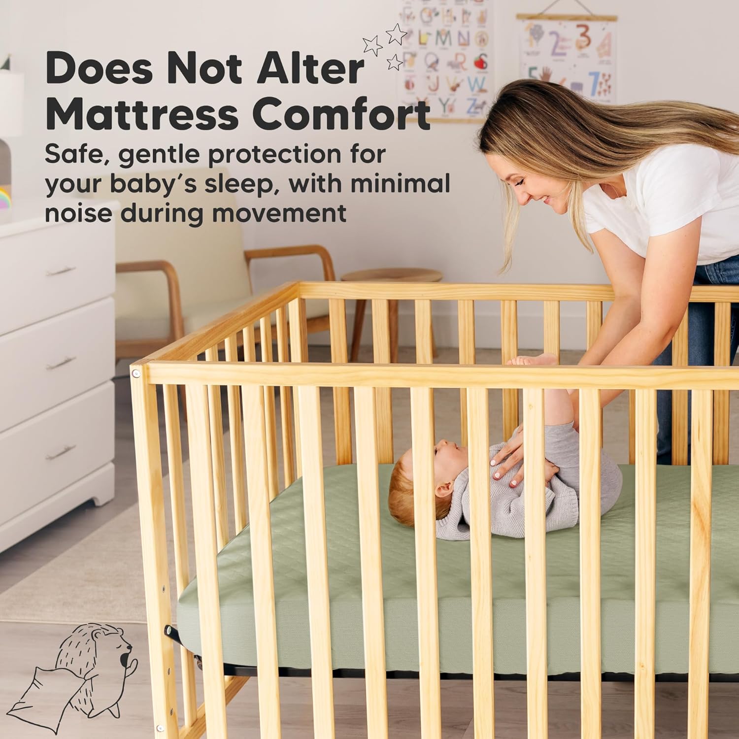 Skiennix Waterproof Crib Mattress Protector - Soft Quilted Cotton Pad, 52" x 28", Machine Washable, 2-Pack
