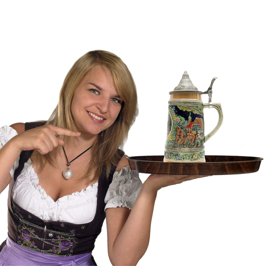 0.55 Liter OktoberfestHaus (Winter) In Germany Beer Stein With Lid - German Gifts for Men, Collectible Steins, Mugs for Beer Lover Gift Idea