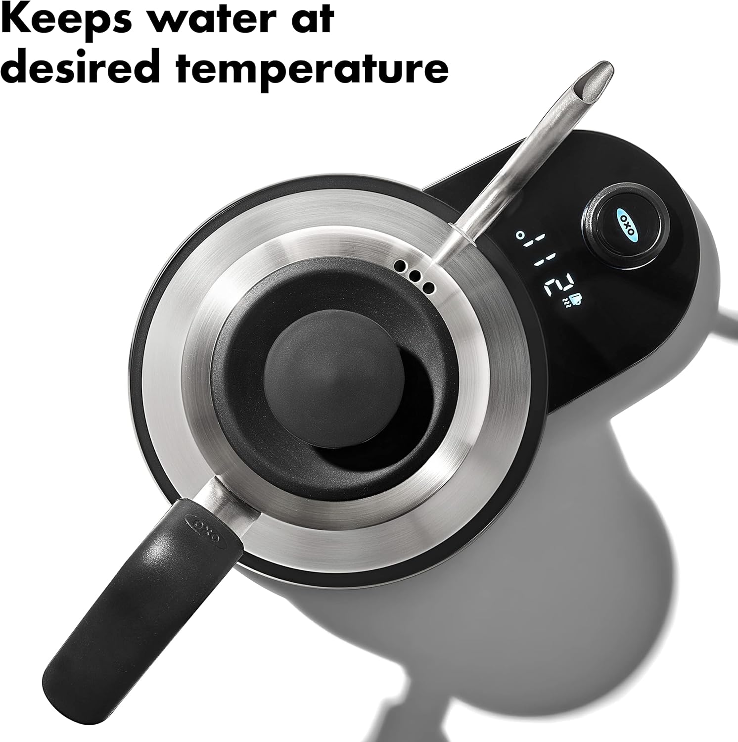 OXO Brew Gooseneck Electric Kettle - Adjustable Temperature Hot Water Kettle for Pour Over Coffee & Tea, 1L Stainless Steel
