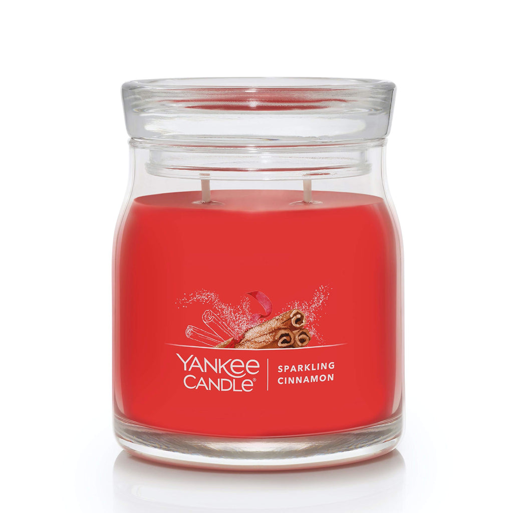 Yankee Candle Sparkling Cinnamon Scented Signature 13oz Medium Jar 2-Wick Candle Over 35 Hours of Burn Time Christmas | Holiday