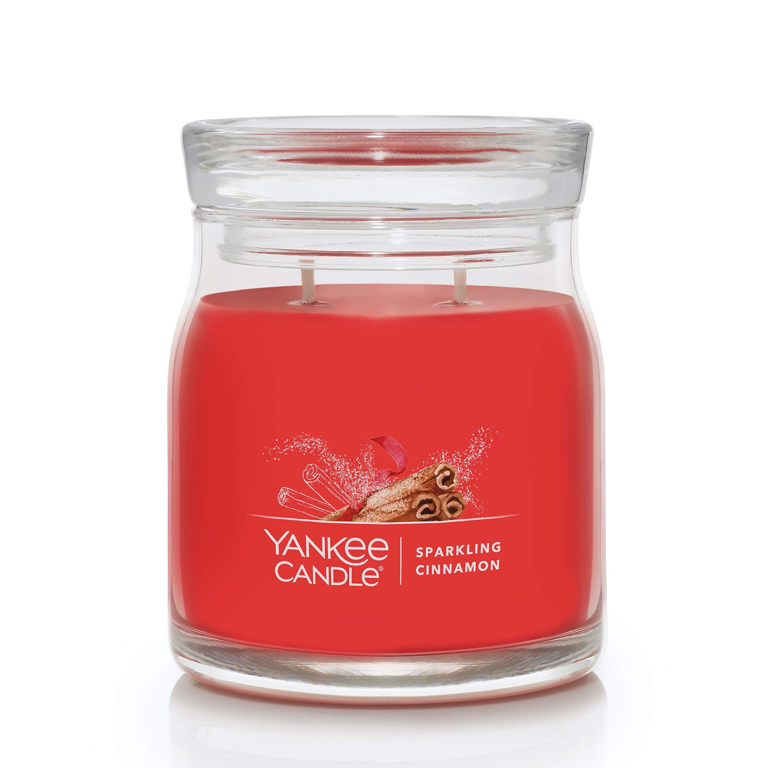 Yankee Candle Sparkling Cinnamon Scented Signature 13oz Medium Jar 2-Wick Candle Over 35 Hours of Burn Time Christmas | Holiday