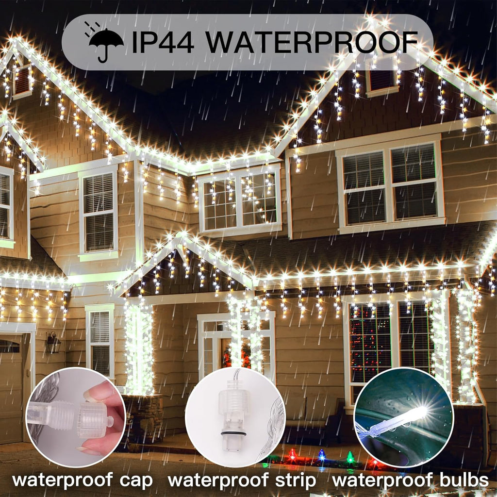 Suddus Christmas Icicle Lights - 240 LED Waterproof Hanging String Lights | 23.6ft for Outdoor Decor