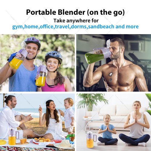 Mixido Portable Blender for Smoothies, 34oz Personal Size Mini Small Protein Shake Smoothie Blender, Cordless & BPA Free with Leakproof Lanyard Sip Lid (Purple)