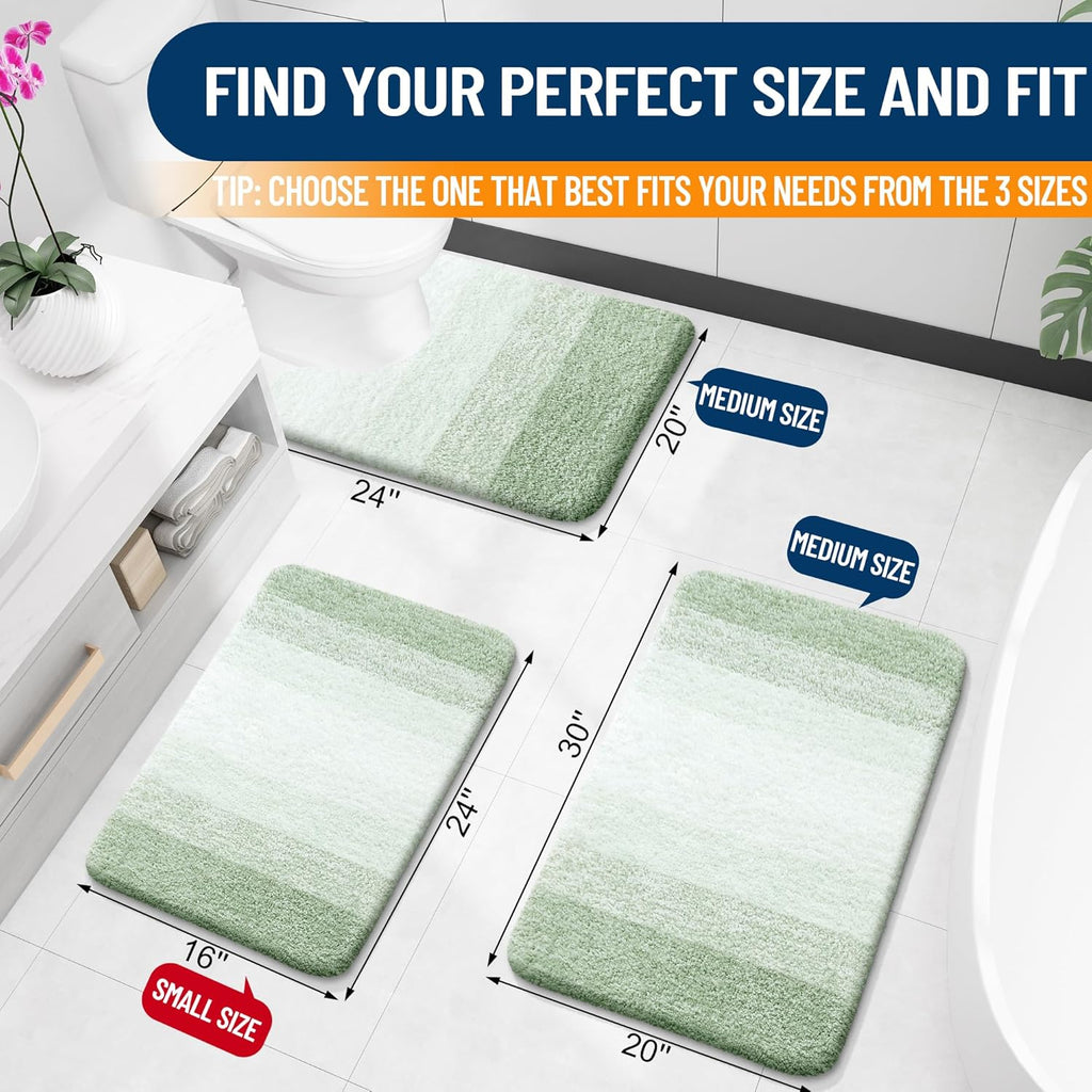 OLANLY Bathroom Rugs - Extra Soft Microfiber Mat, Quick Dry & Machine Washable | 24x16 Sage Green