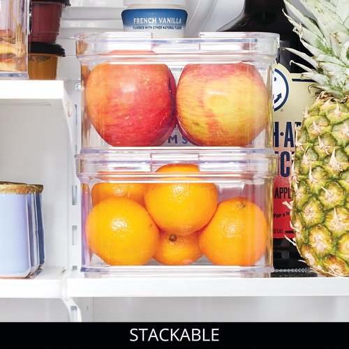 iDesign Stackable Fridge Organizer Bins with Lids for Fresh Produce - Set of 6 - Clear