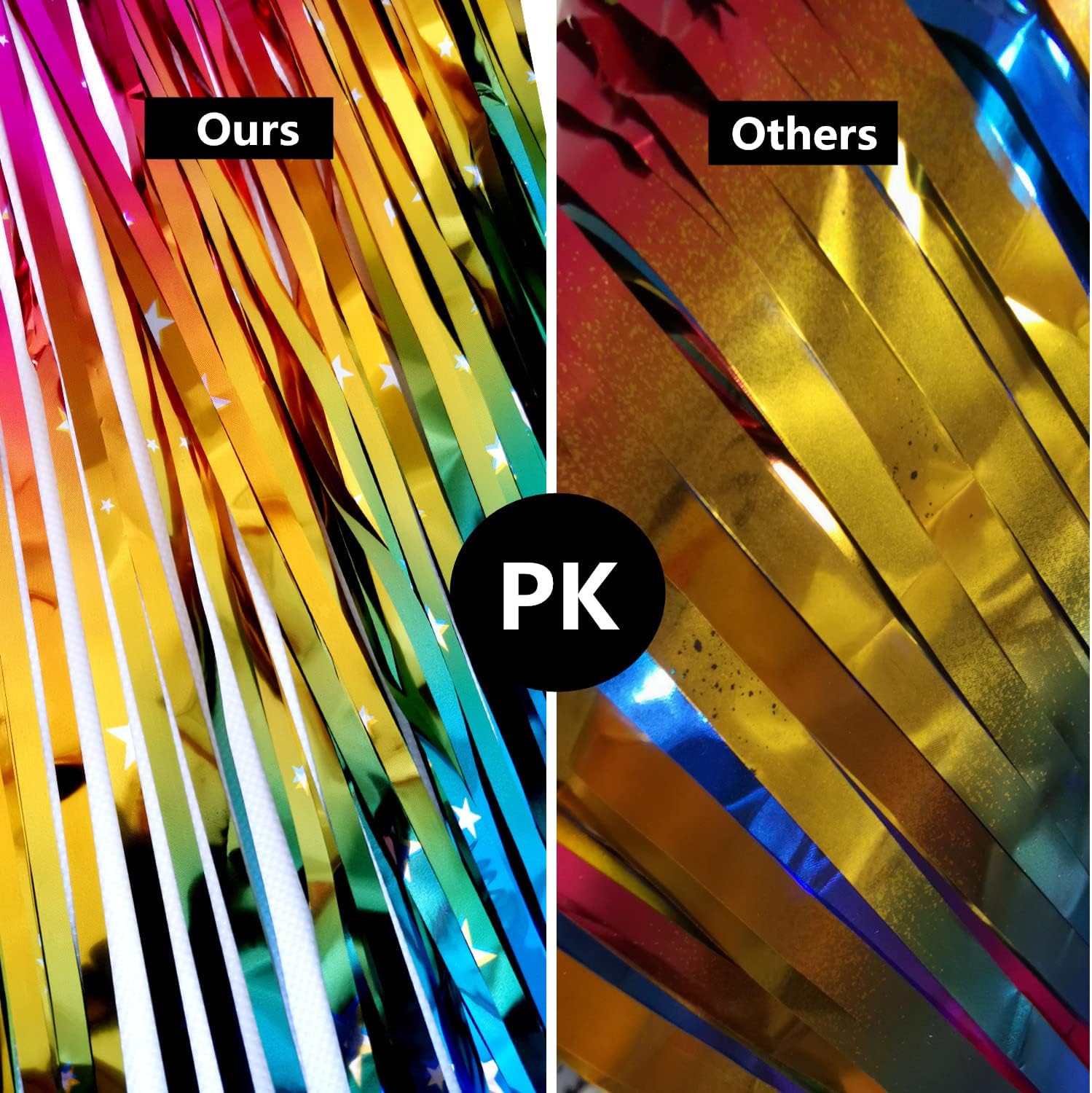 Rainbow Tinsel Foil Fringe Curtains - 2 Pack Metallic Streamers for Party Decorations | 3.3x6.6ft