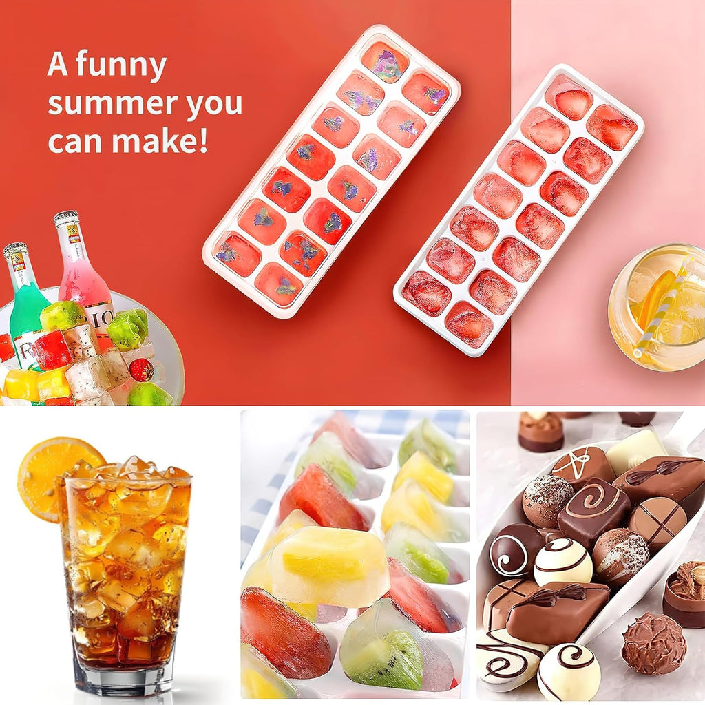 Airabc Silicone Ice Cube Trays - Easy-Release 14-Cube Design with Removable Lid | BPA Free & Stackable