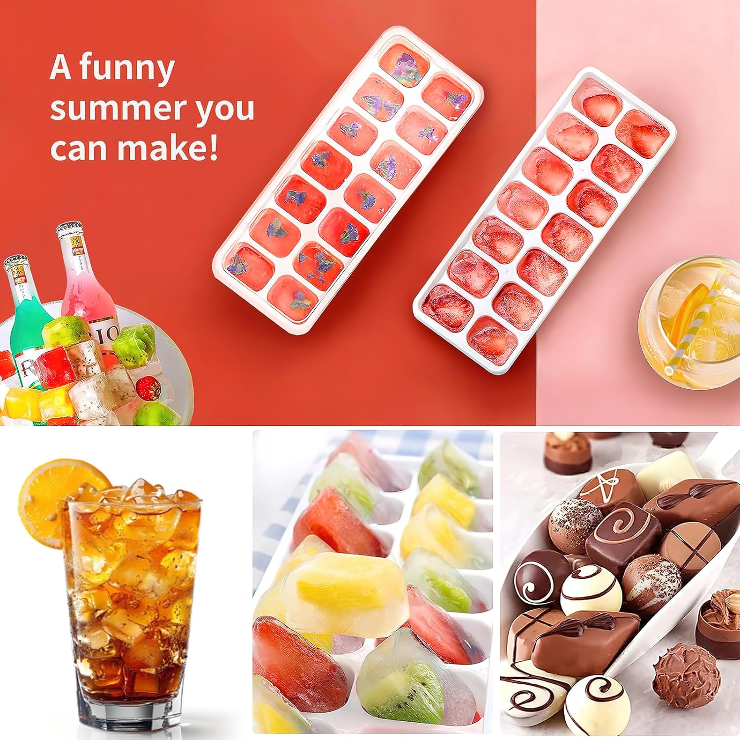 Airabc Silicone Ice Cube Trays - Easy-Release 14-Cube Design with Removable Lid | BPA Free & Stackable