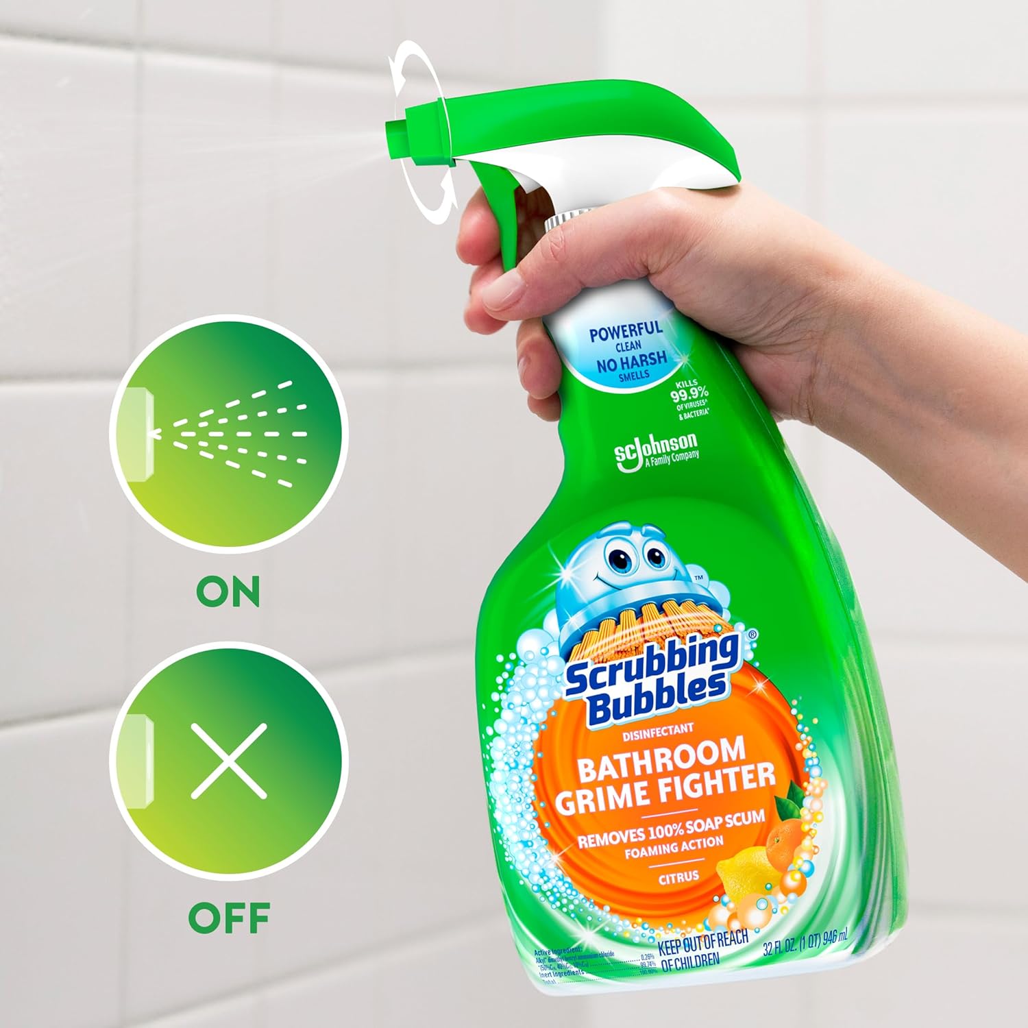 Scrubbing Bubbles Bathroom Cleaner - Powerful Disinfectant Spray with Citrus Scent | 32oz