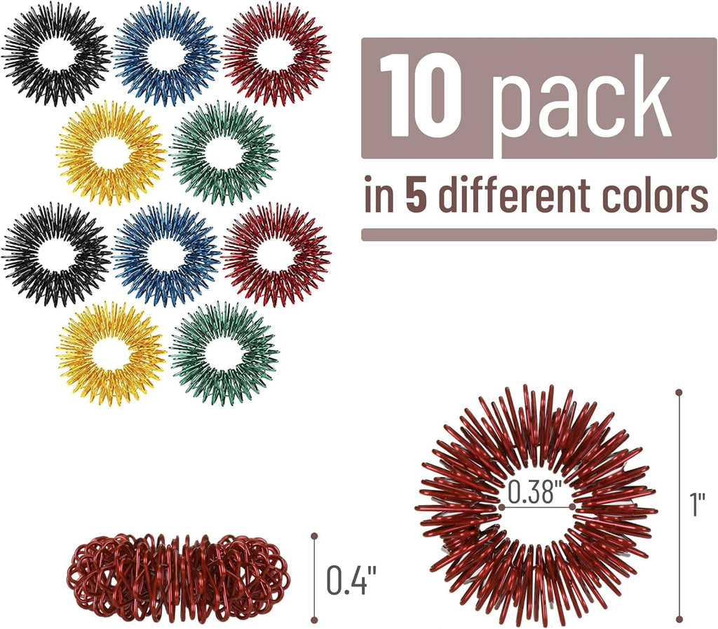 Mr. Pen Spiky Sensory Rings - 10 Pack of Jewel Tones for Stress Relief & Fidgeting | Ideal for ADHD & Anxiety
