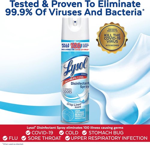 Lysol Disinfectant Spray Bundle - Crisp Linen & Air Sanitizer Spray for Odor Elimination | 19 Fl. Oz + 10 Fl. Oz