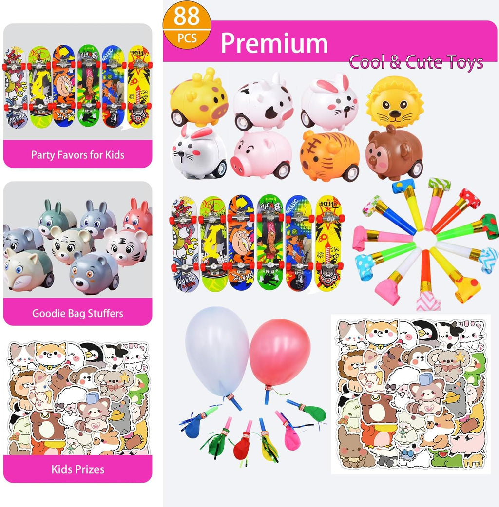 Skiennix 136 Pcs Kids Party Favors - 5-in-1 Classroom Prize Box for Ages 4-10 | Fun Carnival Treasure Box Fillers