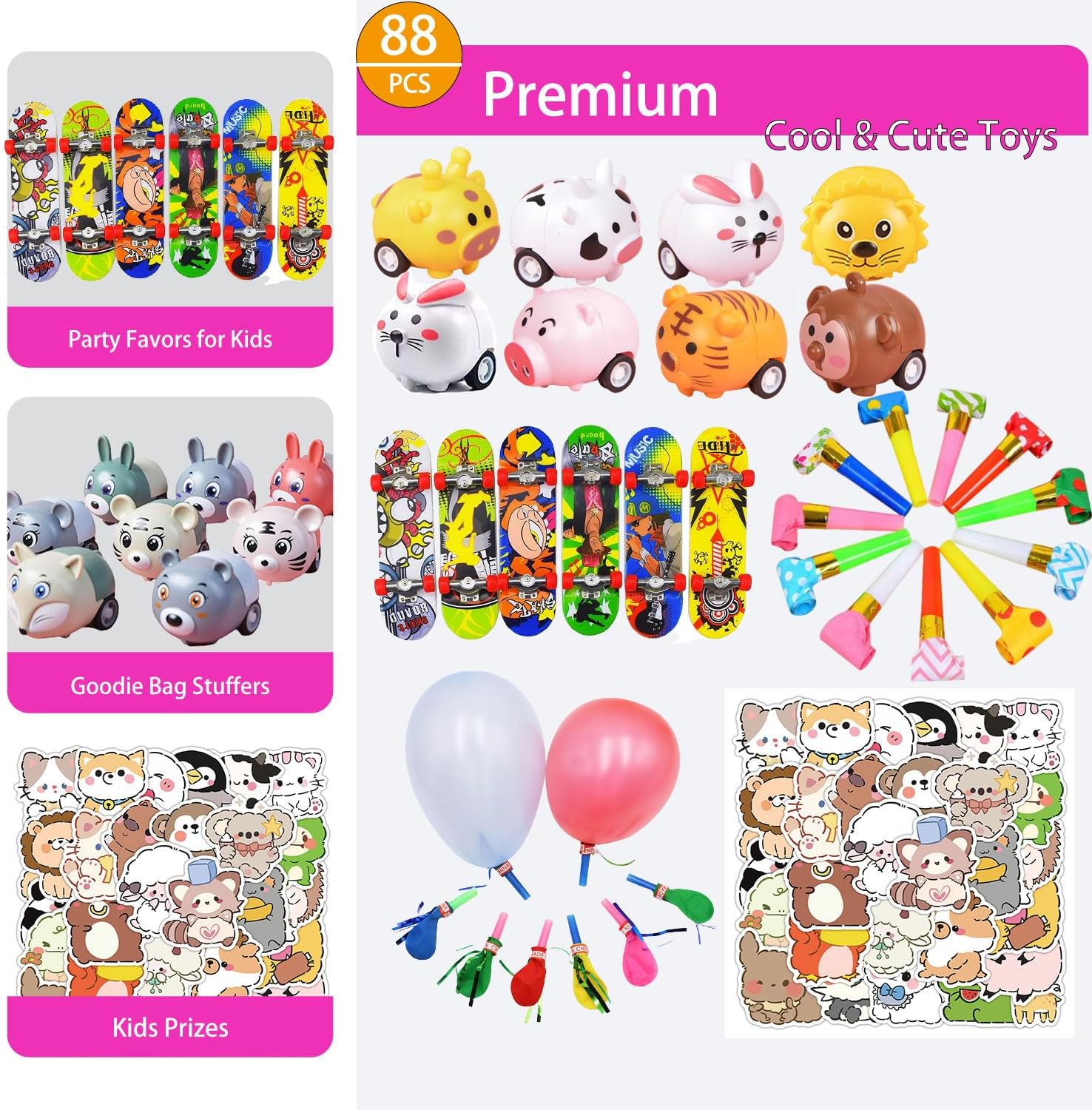 Skiennix 136 Pcs Kids Party Favors - 5-in-1 Classroom Prize Box for Ages 4-10 | Fun Carnival Treasure Box Fillers