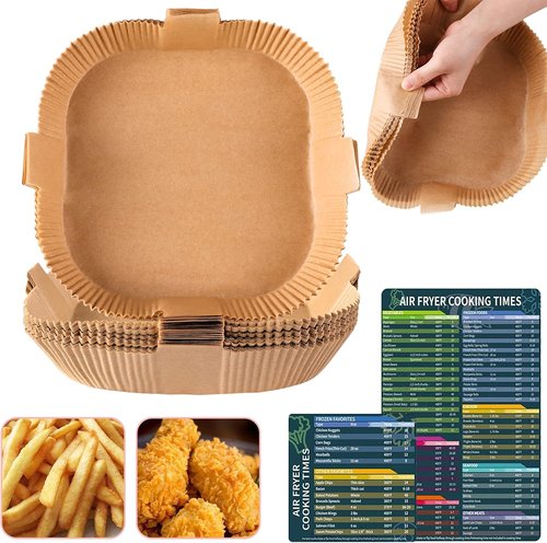 Air Fryer Disposable Paper Liners - Non-Stick Baking Sheets | 50-Pack 7.9 Inch Food Grade Parchment
