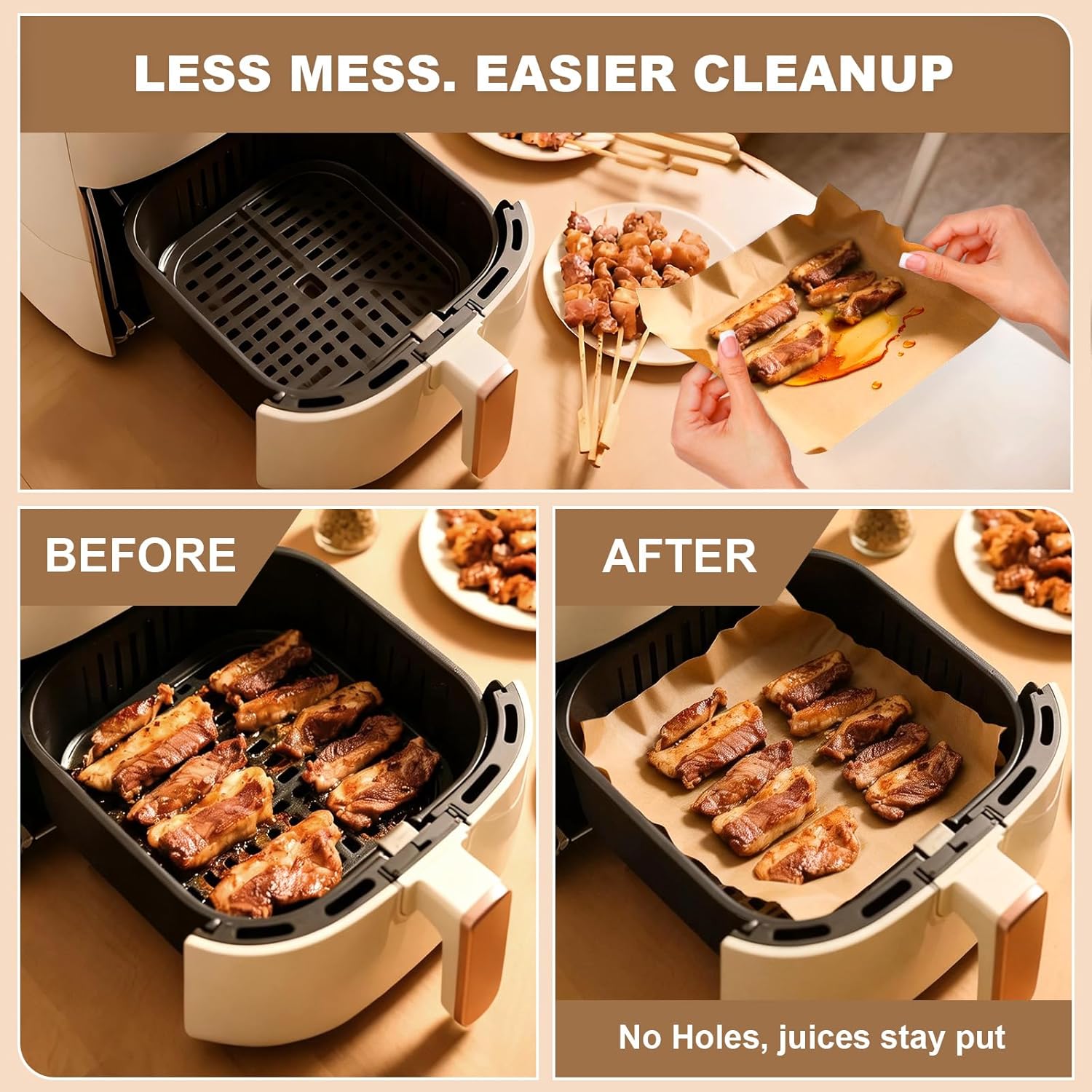 Parchment Paper Sheets - 220 Pcs Non-Stick Precut Baking Liners | 8.5x8.5 Inch, Oil & Water Resistant