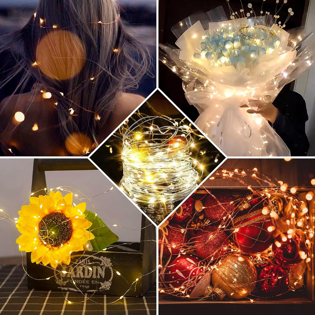 Skiennix 24 Pack Fairy Lights - 7Ft 20 LED Twinkle String Lights | Battery Operated & Waterproof for Weddings, Parties, and Home Decor - Warm White
