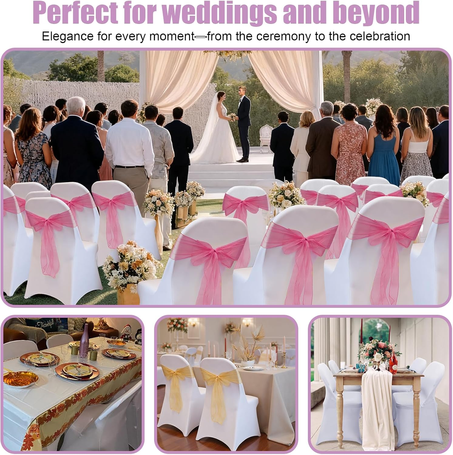 Stretch Spandex Folding Chair Covers - 30 PCS Durable White Machine Washable Covers for Weddings & Events