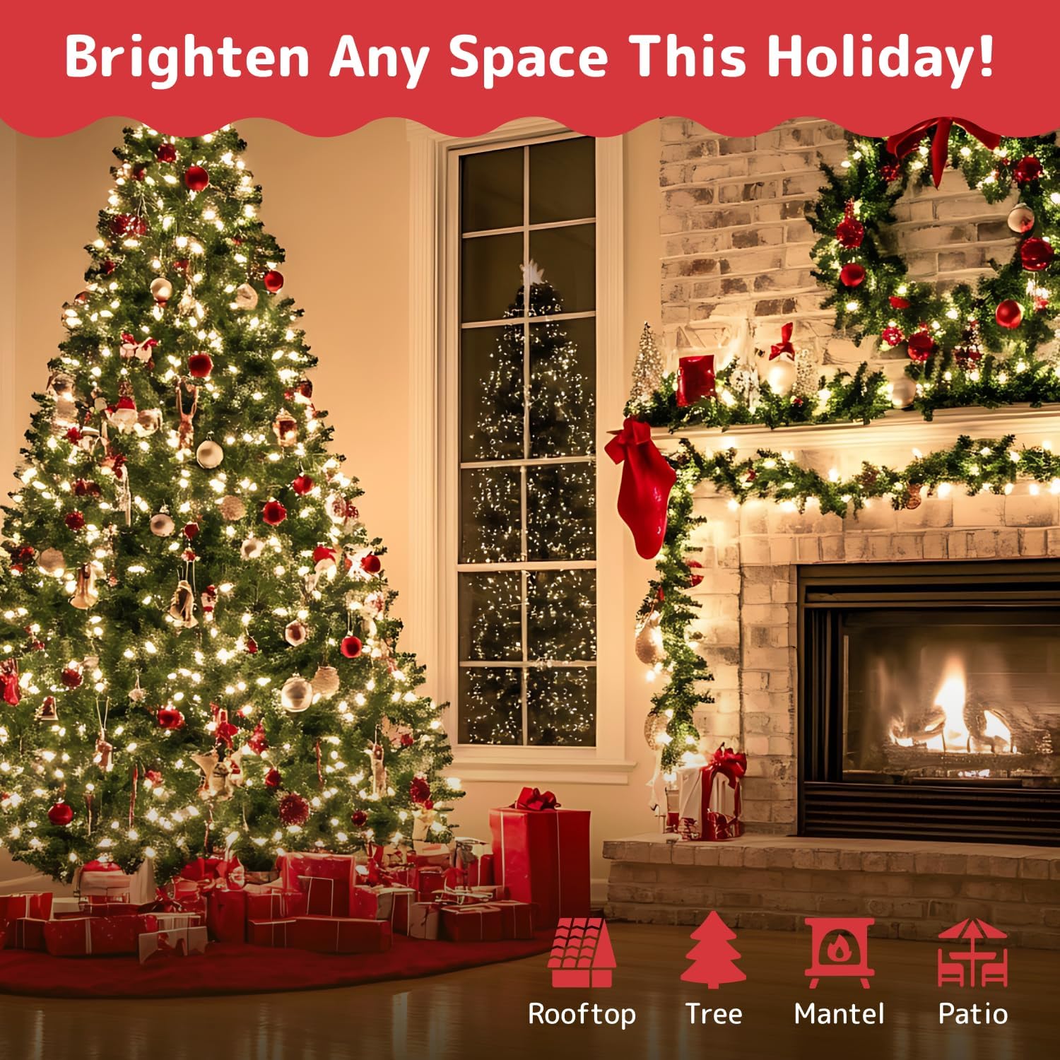 PREXTEX 100 Count Clear Christmas Lights - Ultra Bright 20 ft String Lights for Indoor/Outdoor Use