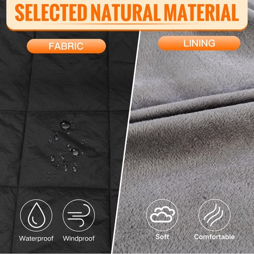 Cordless Heated Blanket, Outdoor Electric Wearable Blanket with 10000mAH Battery and 3 Heating Levels, Heated Blanket Battery Operated Portable Heated Shawl for Home, Outdoor, Camping, Office(Black)