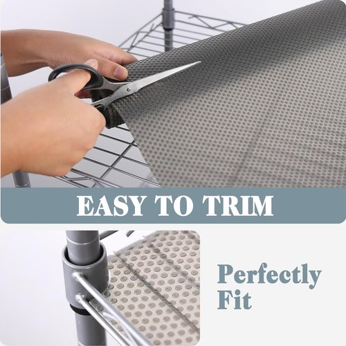FLPMIX Thick Pantry Shelf Liner 16 inch Wide: Standard Size (16 by 360 Inch) Wire Shelf Liner - Waterproof, Heavy Duty, Easy to Cut, Plastic Kitchen Drawer Liner, Transparent Grey
