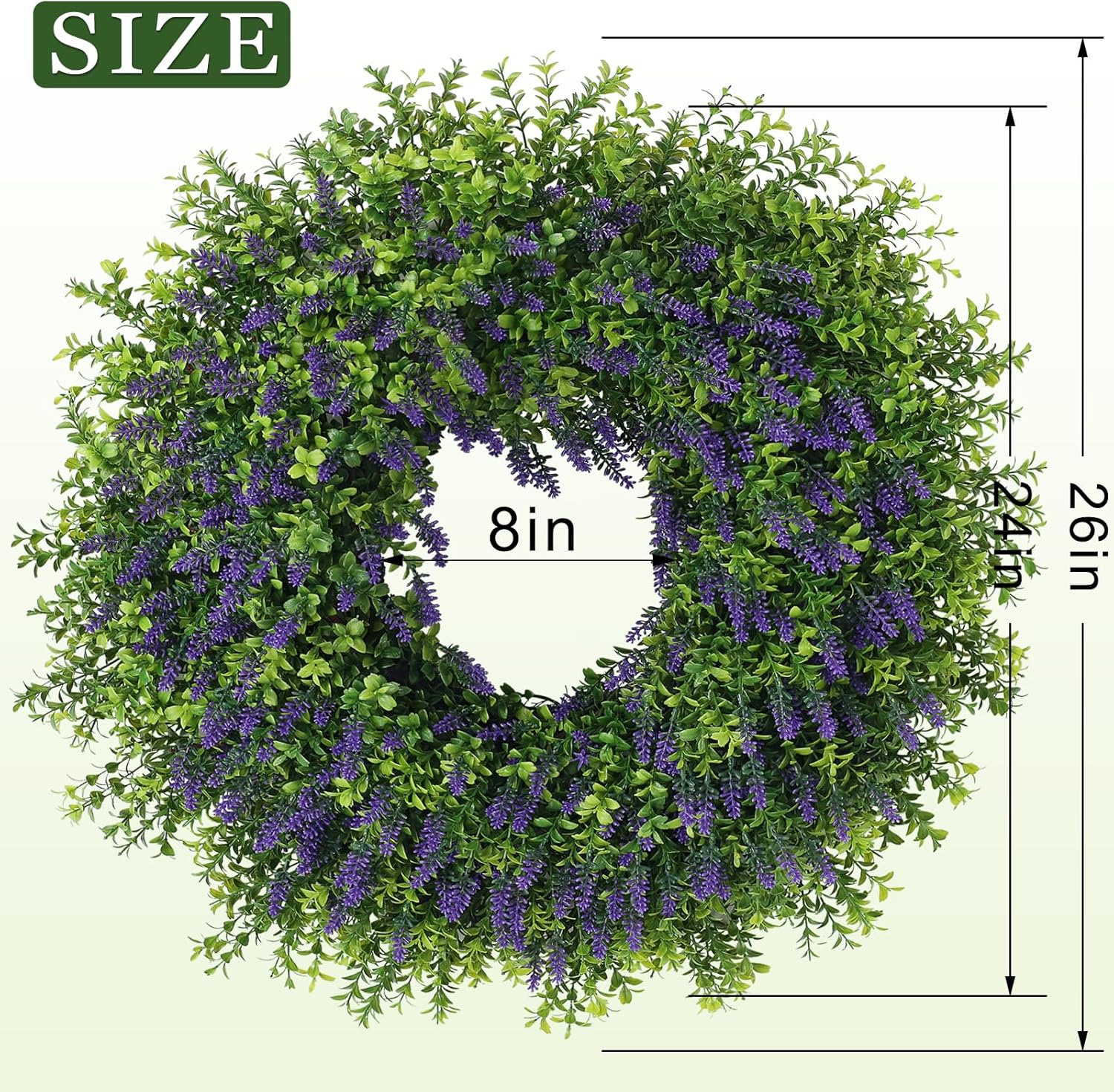 Regine Switzerland 26" Artificial Lavender & Boxwood Wreath - Large Faux Purple Greenery for Year-Round Home Decor