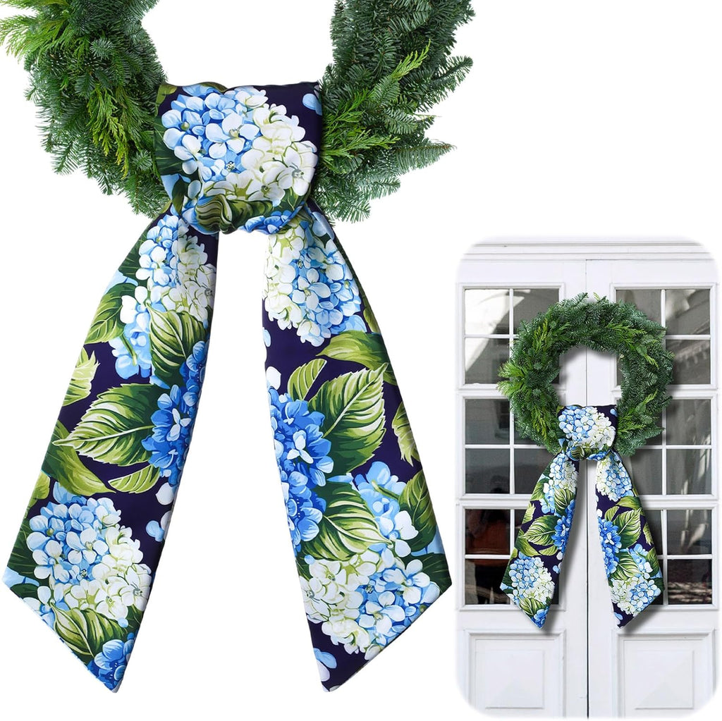Skiennix Wreath Sash - Satin Blank Sash for Monogram Embroidery | Indoor/Outdoor Home Decor (Blue, Green)