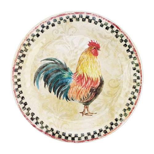 UPware 12 Piece Country Rooster Melamine Dinnerware Sets, Outdoor Dishes Set, Plates and Bowls Sets, Service for 4, Multicolor