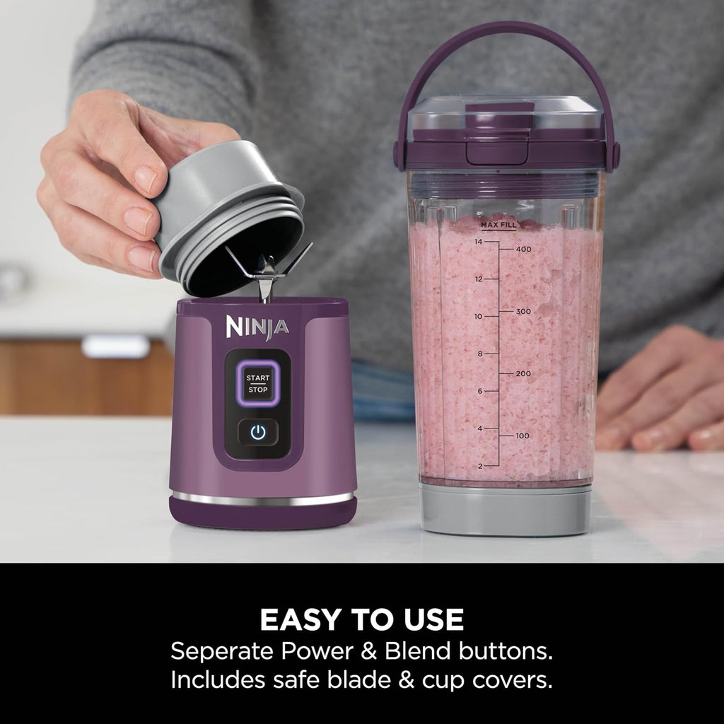 Ninja BC151PR Blast Portable Blender - Cordless 18oz Personal Blender for Smoothies & Shakes | BPA-Free, Leakproof Lid, USB-C Rechargeable