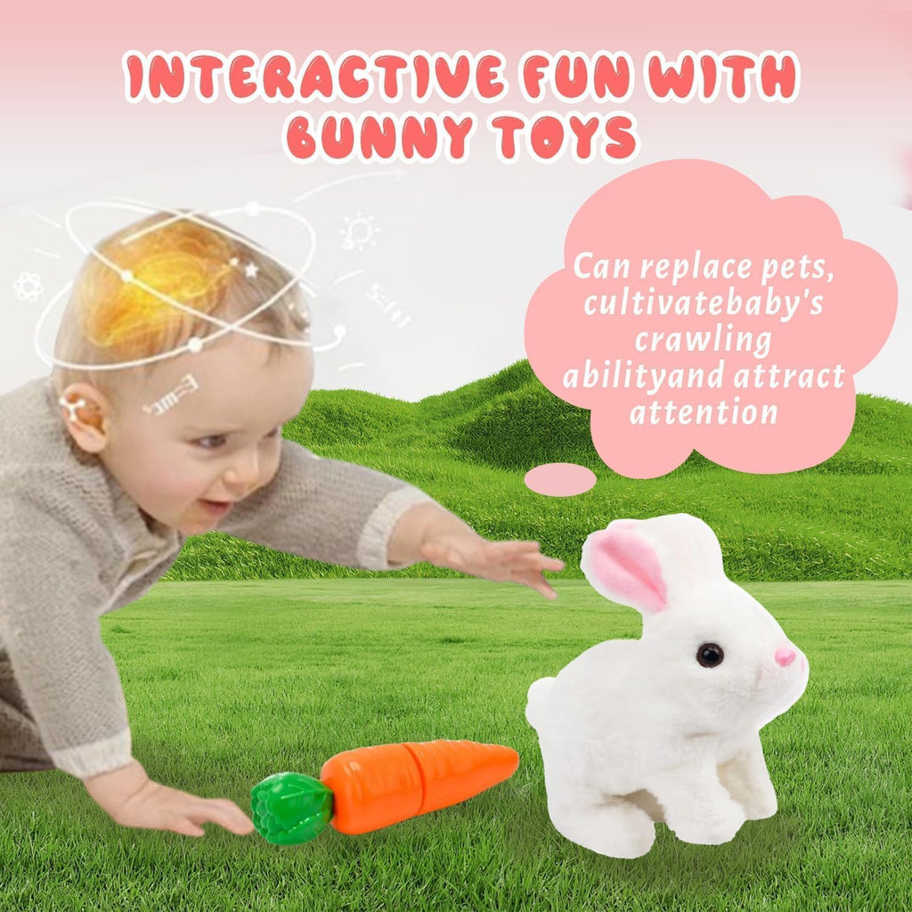 Skiennix Realistic Bunny Toy - Interactive Plush Rabbit with Sounds & Movements | Brown & White