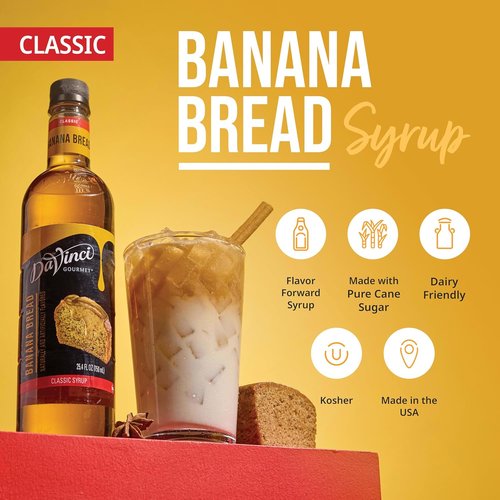 DaVinci Gourmet Banana Bread Syrup - Rich Flavor for Baking & Beverages | 25.4 Fl Oz