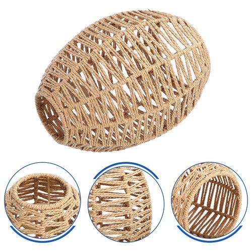 Cabilock Hand-Woven Braided Rope Lampshade 9.64X7.08X7.08 Inch Wicker Pendant Light Cover for Living Room Bedroom Warm Ambient Lighting