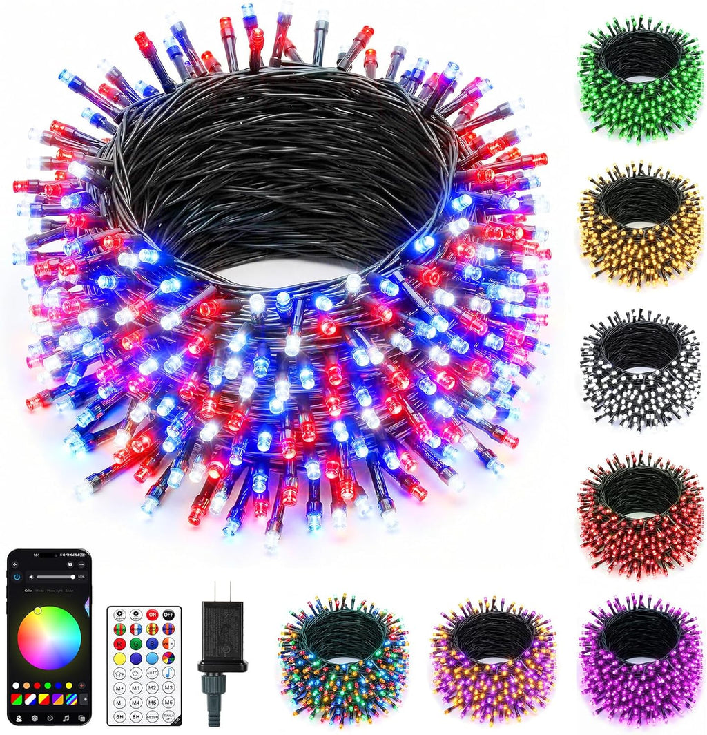 Minetom LED RGB String Lights - 82ft 250 Color Changing Fairy Lights with Remote & App Control
