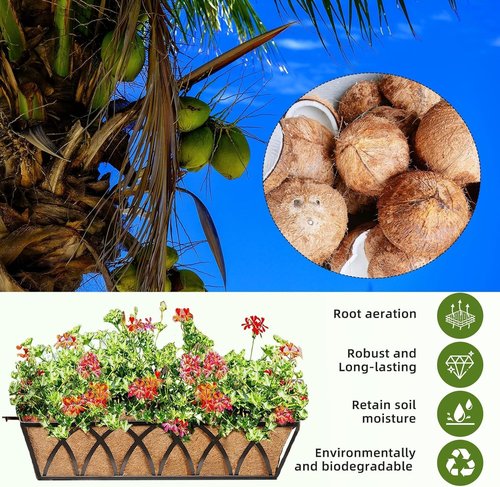 Coco Liner | Pre-Formed Replacement for Planters, Window Boxes & Fence Flower Baskets - 24in, 2pcs