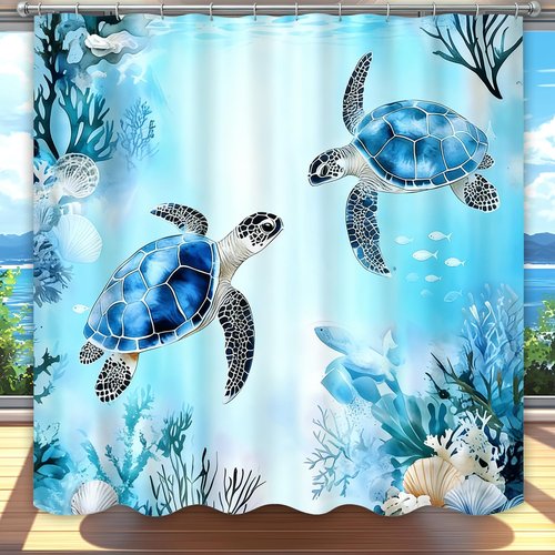 Dreamrflove Turtle Shower Curtain,Ocean Themed Bathroom Decor, Tropical Sea Beach Shower Curtain,Summer Shower Curtains for Bathroom 72x72 Inch Proof Polyester Insulated Home Decor