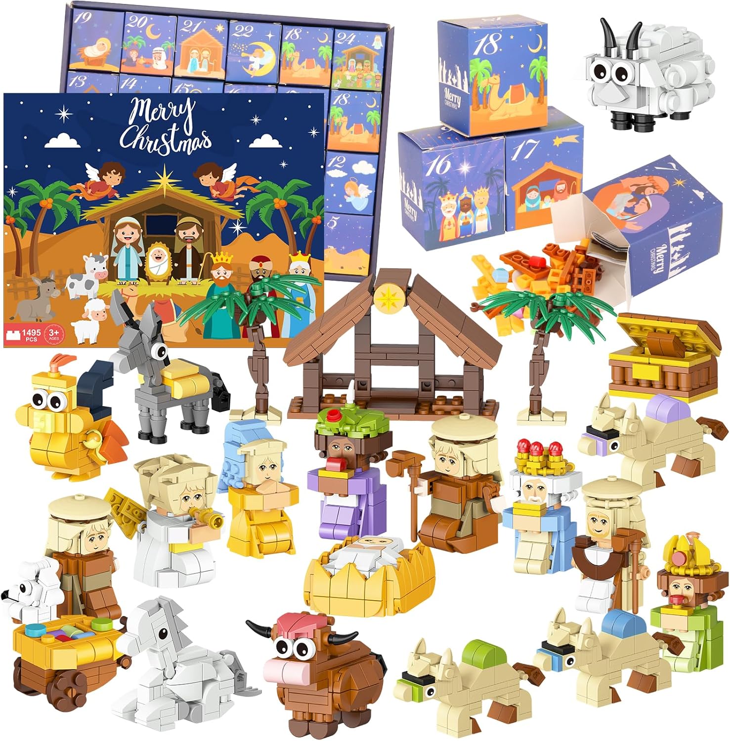 Nativity Building Blocks Advent Calendar 2025 - 24 Days of Christmas Countdown STEM Toy for All Ages