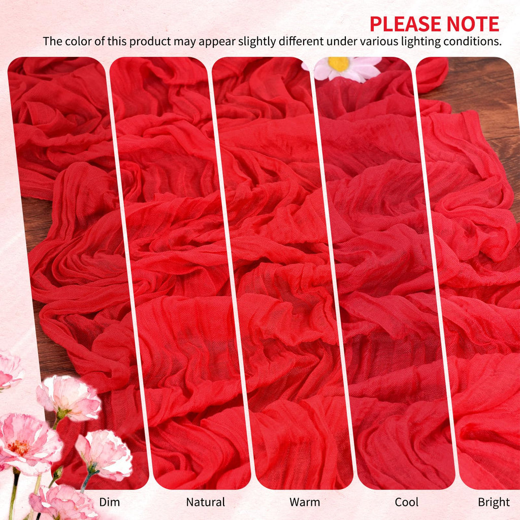 30 Pack Cheesecloth Table Runner 10FT Red Table Runner Boho Gauze Cheese Cloth Table Runners Long Rustic Sheer Table Decorations for Wedding Party Baby Bridal Shower Birthday Holiday Home