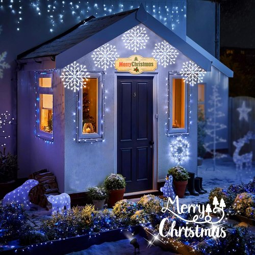 Brightown Christmas Snowflake Icicle Lights - 23.6ft 10 Drops | 480 LED Outdoor & Indoor Decor