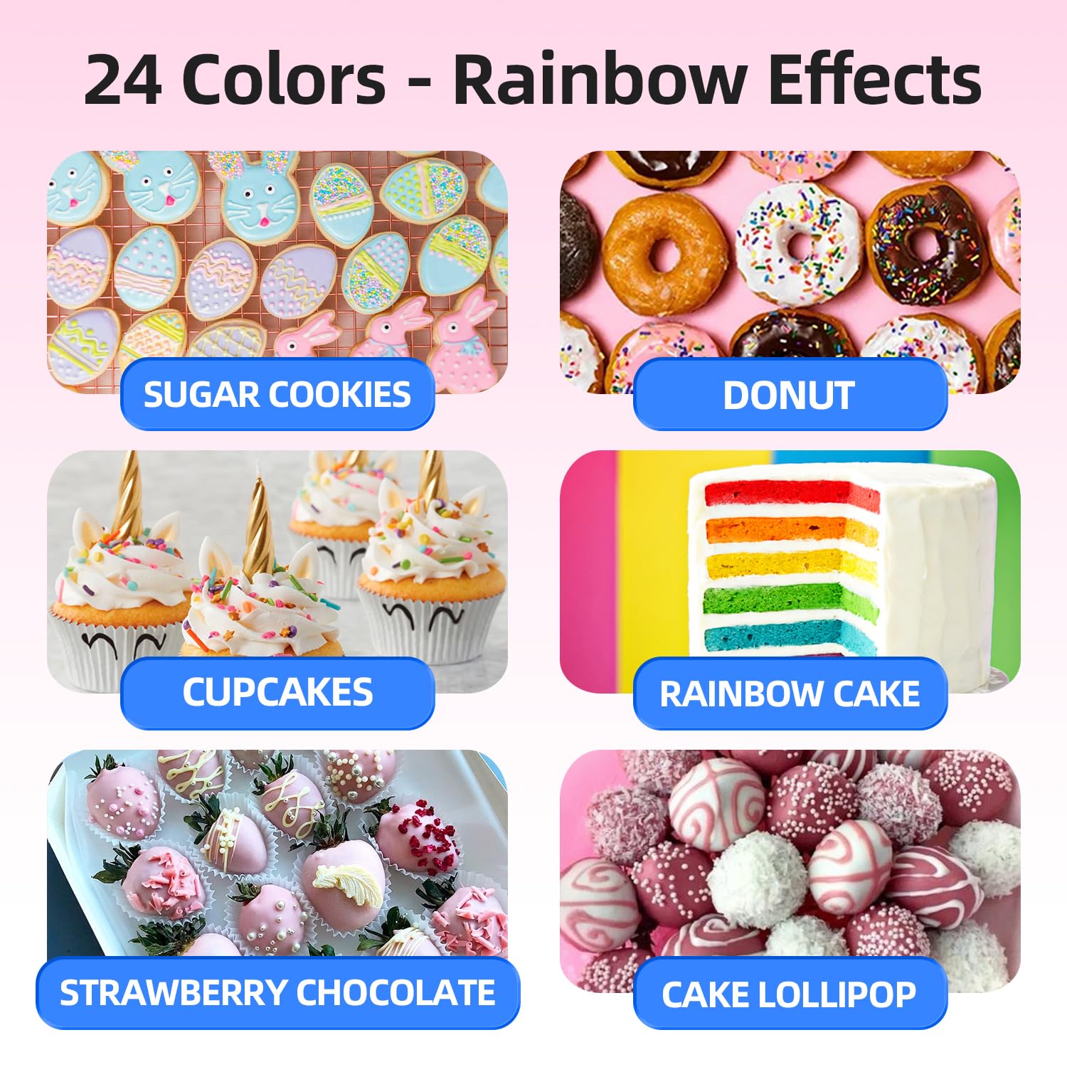 Skiennix Oil Based Food Coloring Set - 24 Vibrant Colors for Cake Decorating & Baking | 0.20 fl. oz Bottles